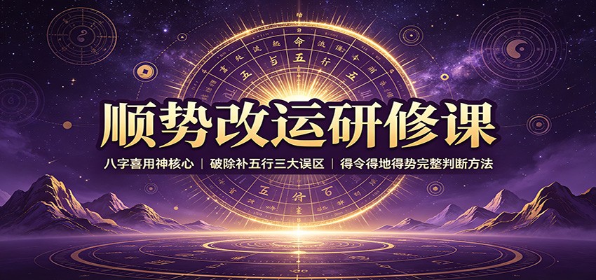 八字喜用神实战课：得令得地得势判断法，破除补五行误区，流年行业择业应用