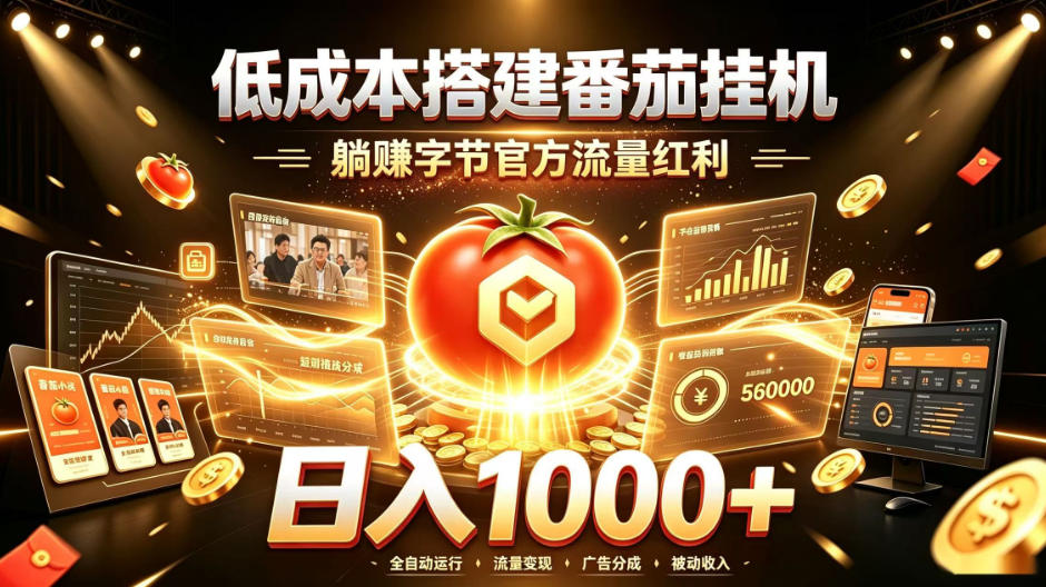 低成本搭建番茄G机项目，被动收入字节流量红利变现1K+实操教程