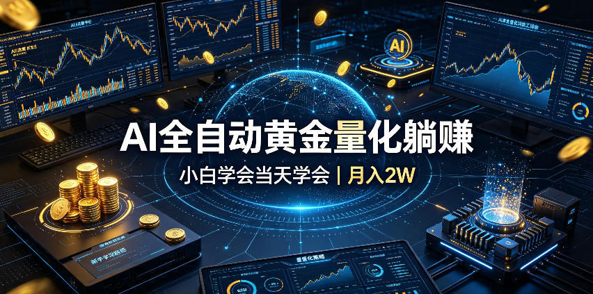 AI自动化黄金量化交易系统教程，小白当天学会变现2W实操指南