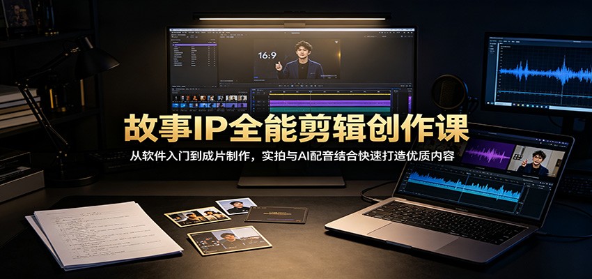 故事IP全能剪辑课：剪映实操+AI配音，从零基础到成片制作，新手快速打造爆款短视频
