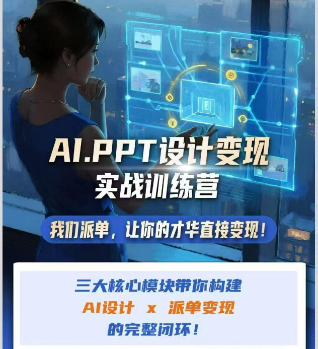 AI+PPT设计变现训练营，90天接单实战，AI工具赋能副业赚钱