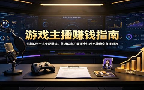 游戏主播赚钱6大变现模式，普通人副业直播增收实操指南