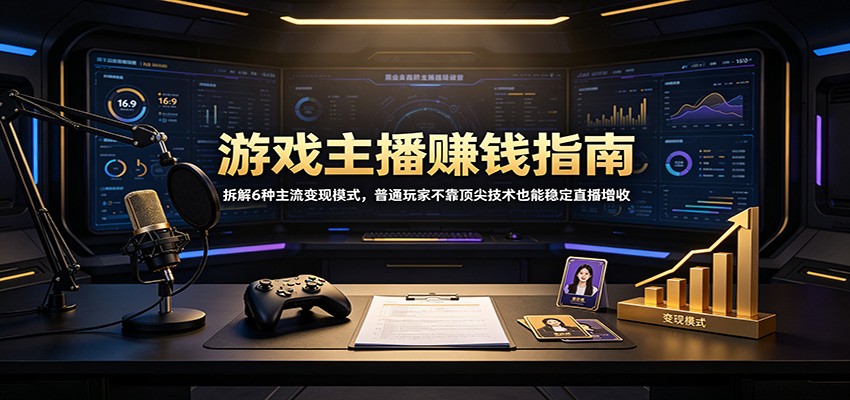 游戏主播赚钱6大变现模式，普通人副业直播增收实操指南