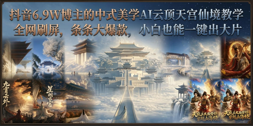 AI云顶天宫爆款视频教程，零基础小白一键生成中式仙境大片