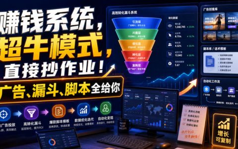 賺钱系统实操课：广告漏斗脚本全拆解，千万美元营收模式可复制