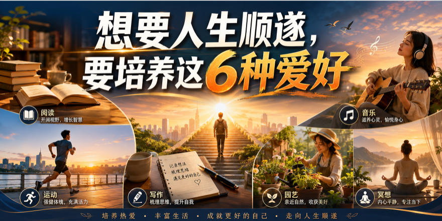 想要人生顺遂，培养这6种爱好：运动、沉浸、构建、表达、连接、赚钱