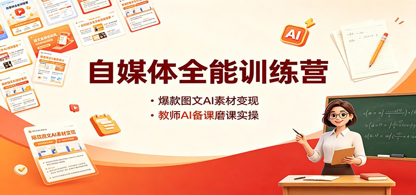 自媒体全能训练营：AI爆款图文变现，教师AI备课磨课实操
