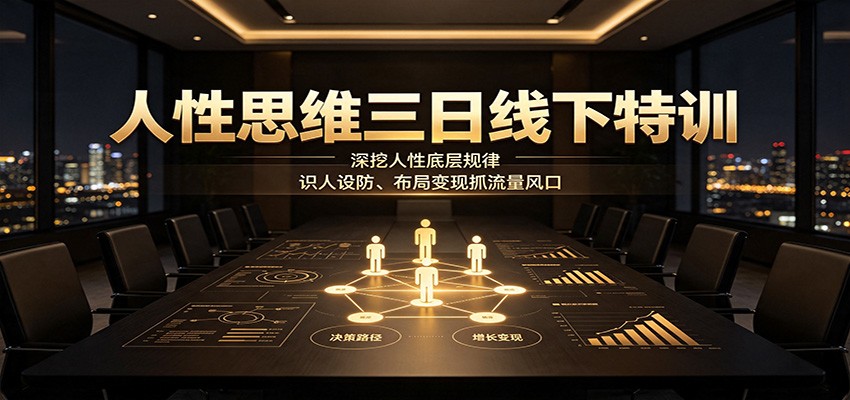 人性思维3日线下特训：深挖人性底层规律，识人防算计，布局变现抓流量风口