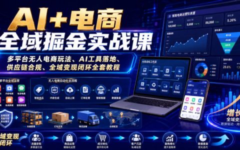 AI+电商全域掘金实战课：抖音视频号拼多多半无人直播与AI工具变现
