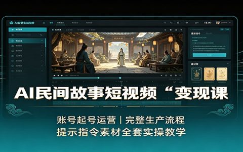 AI民间故事短视频变现课：起号运营+全流程制作，古风现代提示指令实操教学