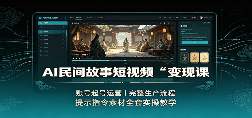 AI民间故事短视频变现课：起号运营+全流程制作，古风现代提示指令实操教学
