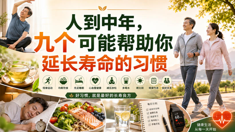 人到中年必看！九个延长寿命的养生习惯，防心血管病抗衰老