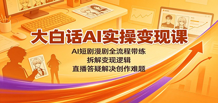 大白话AI实操变现课：短剧漫剧全流程带练，拆解爆款逻辑与变现路径