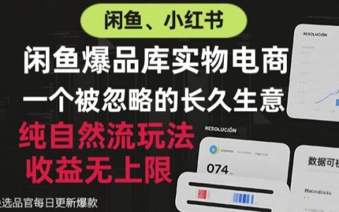 闲鱼小红书实物电商自然流玩法，选品定成败，长久收益无上限