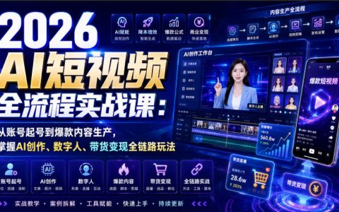 2026 AI短视频实战课：从起号到爆款，DeepSeek+剪映+数字人带货变现全攻略