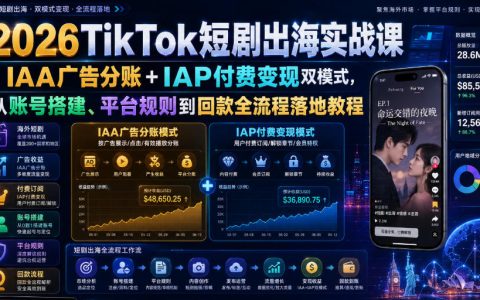 2026TikTok短剧出海实战：IAA+IAP双变现，从搭建到回款全流程避坑教程