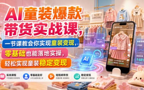 AI童装带货实战课：AI生成图文短视频，零基础低成本起号变现