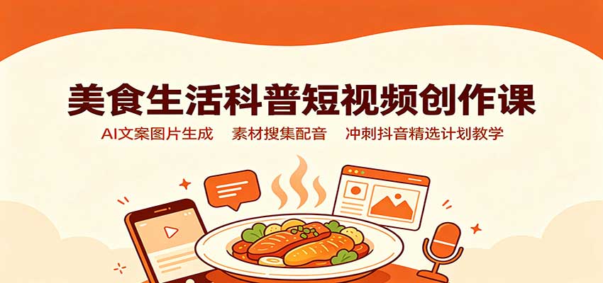 美食生活科普短视频AI创作课：豆包通义千问写文案，配音素材全攻略