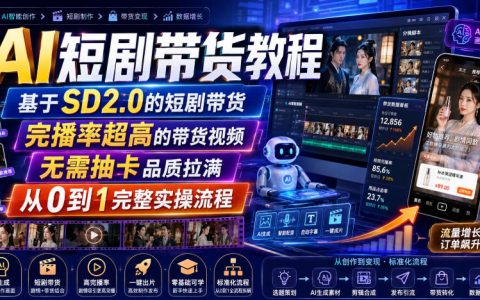 AI短剧带货实操教程：SD2.0情感配音唇形同步，新手从0到1打造高完播变现视频