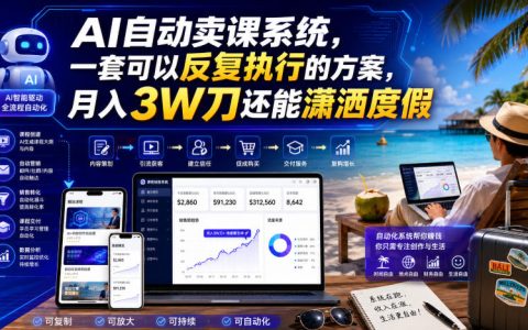 AI自动卖课系统实操课：Meta广告漏斗+邮件营销，稳定变现3W刀