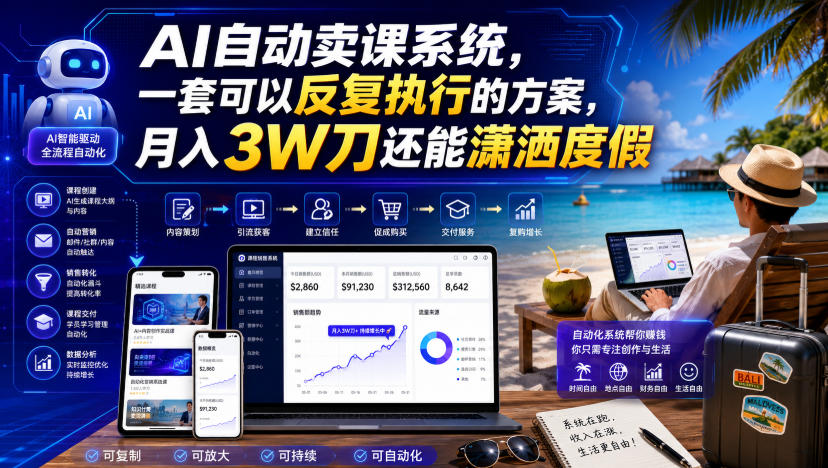 AI自动卖课系统实操课:Meta广告漏斗+邮件营销,稳定变现3W刀 AI自动卖课系统实操课:Meta广告漏斗+邮件营销,稳定变现3W刀