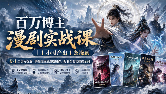 百万博主漫剧实战课:1小时产出漫剧,0-1全流程拆解,附提示词模板 百万博主漫剧实战课:1小时产出漫剧,0-1全流程拆解,附提示词模板