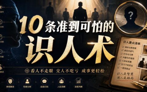 10条准到可怕的识人术，职场情场防被拿捏的读心指南