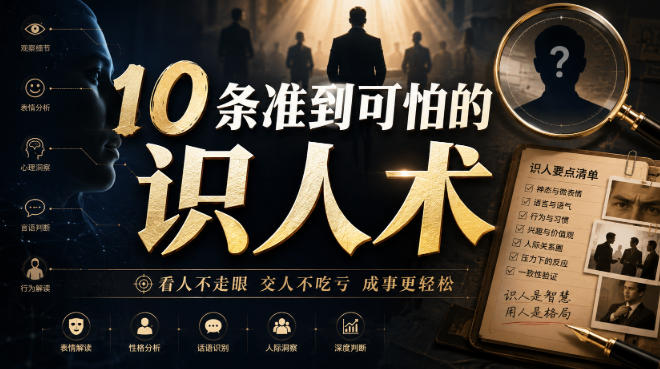 10条准到可怕的识人术，职场情场防被拿捏的读心指南