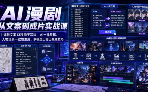 AI漫剧实战课：爆款文案13种钩子写法、AI配音克隆、即梦Sora出图视频技巧