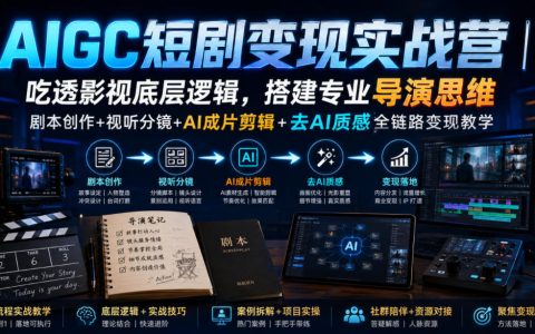 AIGC短剧变现实战营：导演思维+分镜剪辑+去AI感，全链路教学