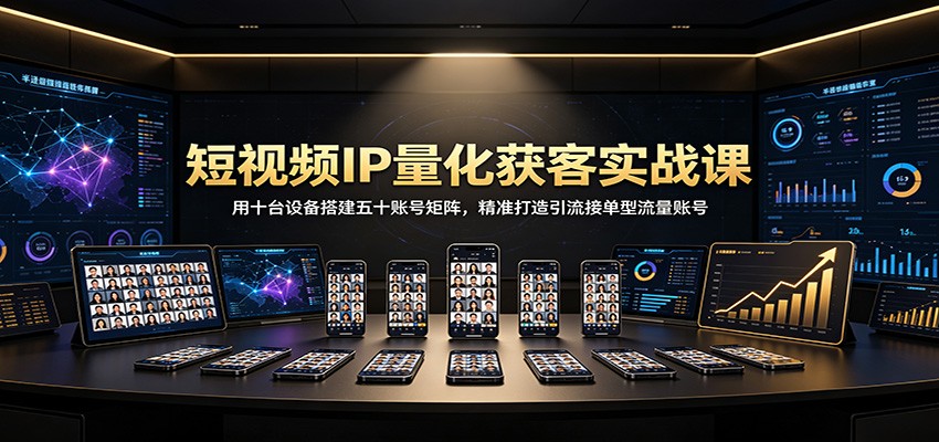 短视频IP量化获客：10台设备搭建50账号矩阵，精准引流接单实操课