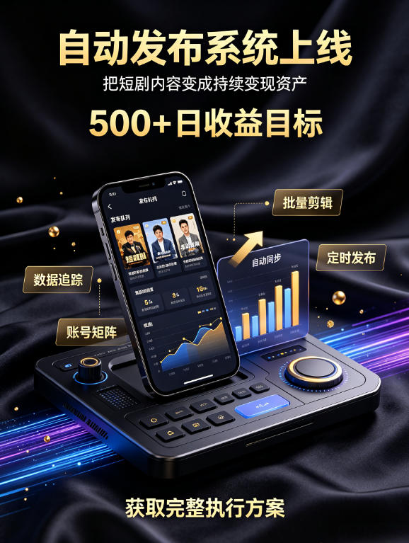 2026 快手短剧副业自动化发布，手机零基础操作轻松赚收益