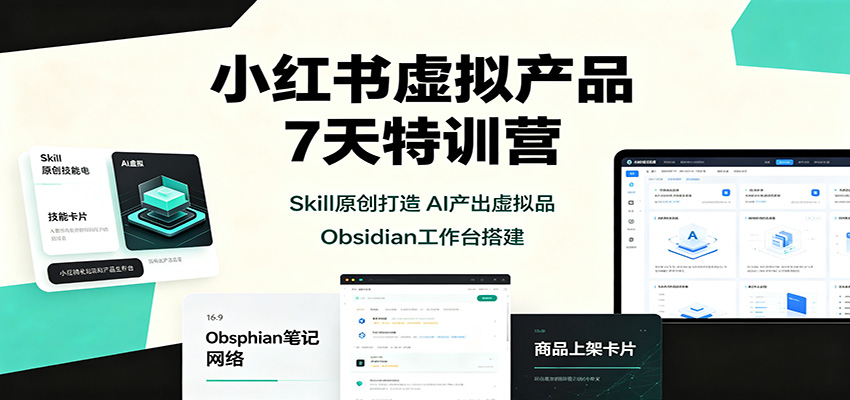 小红书虚拟产品7天特训营：AI原创变现，Obsidian工作台搭建，一人公司实操