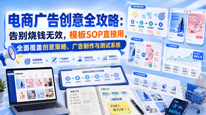 电商广告创意全攻略：广告素材模板SOP，从调研到测试系统化产出高转化广告