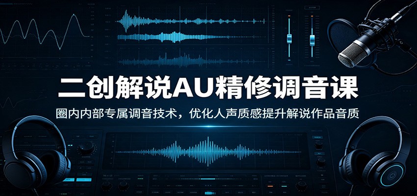 二创解说AU精修调音课：内部人声降噪润色技术，新手也能修出专业音质