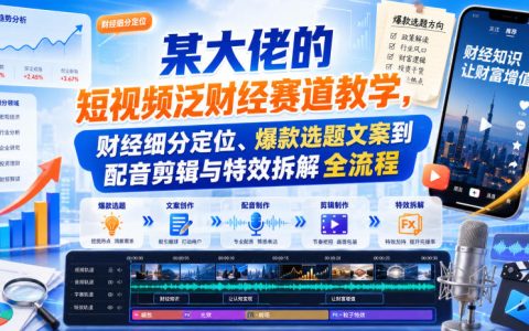 泛财经短视频系统课：选题文案配音剪辑特效拆解全流程