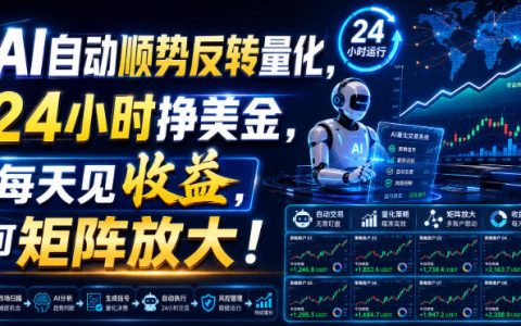 AI自动顺势反转量化交易系统，24小时赚美金，新手可矩阵放大收益