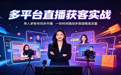 多平台直播获客实操：单人多账号同步开播，私域导流与切片矩阵引流技巧