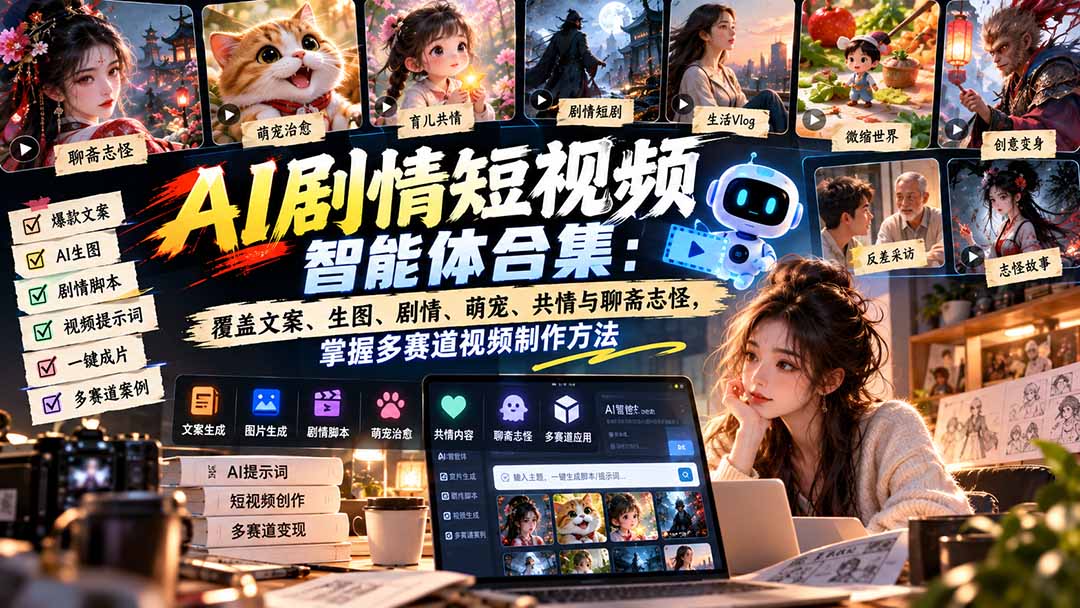 AI智能体短视频制作教程：文案生图剧情全流程，多赛道视频工作流