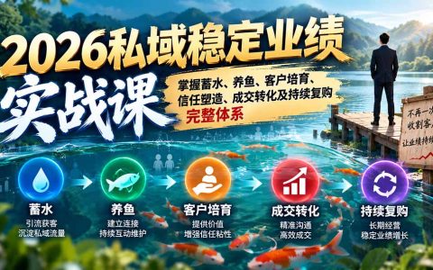 2026私域稳定业绩实战课：渔塘式蓄水养鱼客户培育成交复购全体系