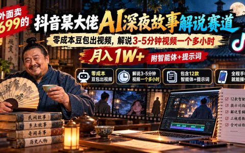 豆包AI深夜故事解说教程 低成本手机做视频变现1W+附12款智能体提示词