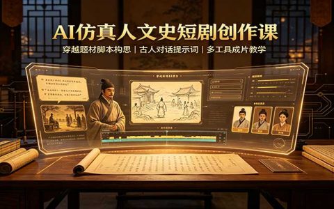 AI仿真人穿越短剧课：文史对话提示词+即梦豆包成片教学