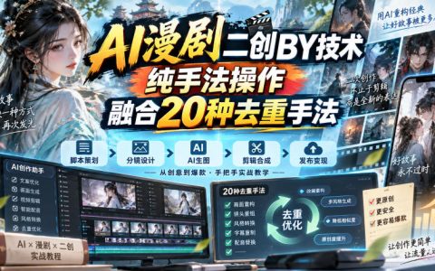 AI漫剧二创搬运去重教程：剪映20种纯手法实操，无需第三方软件