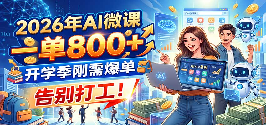 2026年AI微课制作副业，一单800方法开学季爆单，零基础变现新风口