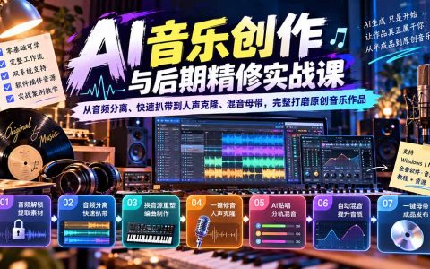 AI音乐转原创实战：音频分离扒带+人声克隆混音母带全流程