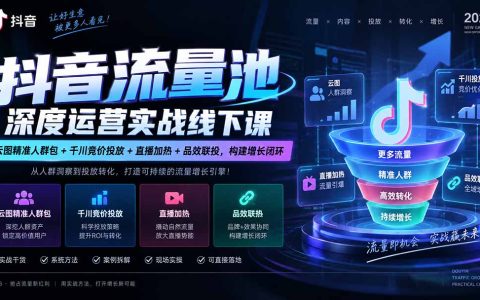 抖音千川投放实战线下课：云图人群包+品效联投+直播加热