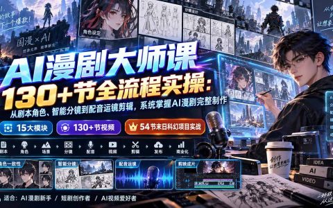 AI漫剧制作全流程实操课：剧本分镜配音剪辑调色，从零基础到商业变现