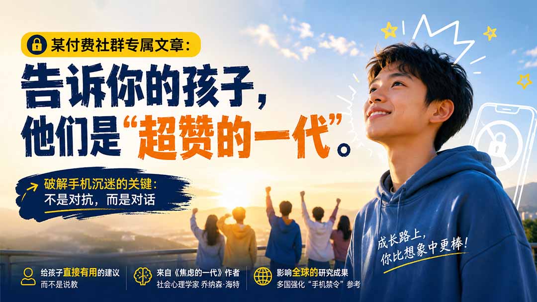 孩子沉迷手机怎么办？用乔纳森·海特的方法，告诉孩子他们是超赞的一代
