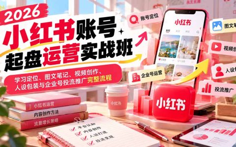 2026小红书运营实战班：账号定位图文视频人设包装与企业号投流全流程