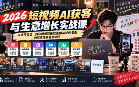 2026短视频AI获客实战课：实体商家账号定位与矩阵投放全流程